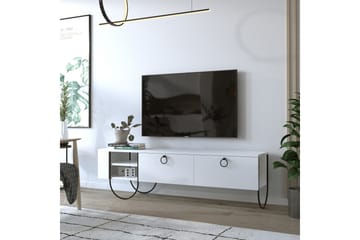 Riskalen Golvstående TV Bänk 150 cm med Förvaring i Målat Trä - Vit - Möbler - TV- & Mediamöbler - TV bänk & mediabänk