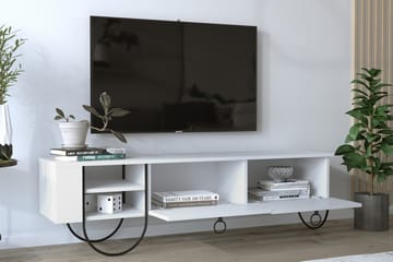 Riskalen Golvstående TV Bänk 150 cm med Förvaring i Målat Trä - Vit - Möbler - TV- & Mediamöbler - TV bänk & mediabänk