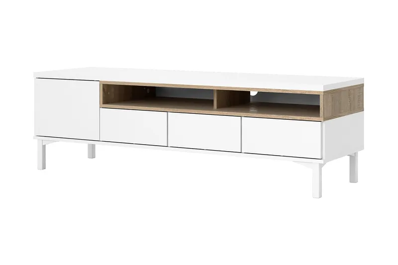 Roomers TV-Bänk 155,7 cm - Vit/Ek - Möbler - TV- & Mediamöbler - TV bänk & mediabänk