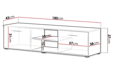 Ruskelsby TV-bänk 180 cm White||Grey - Möbler - TV- & Mediamöbler - TV bänk & mediabänk