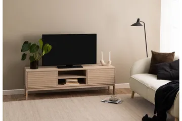 Sakie Golvstående Tv Bänk 160 cm med Förvaring i Ljust Trä - Ljusbeige - Möbler - TV- & Mediamöbler - TV bänk & mediabänk
