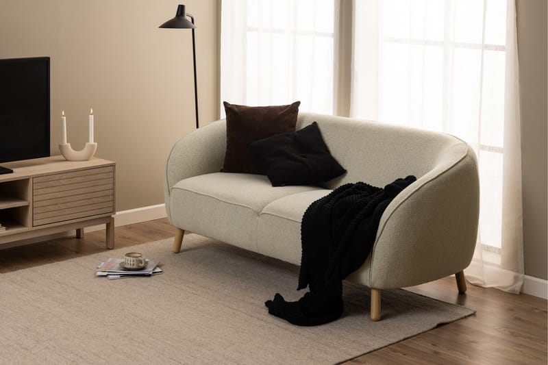 Sakie Golvstående Tv Bänk 160 cm med Förvaring i Ljust Trä - Ljusbeige - Möbler - TV- & Mediamöbler - TV bänk & mediabänk