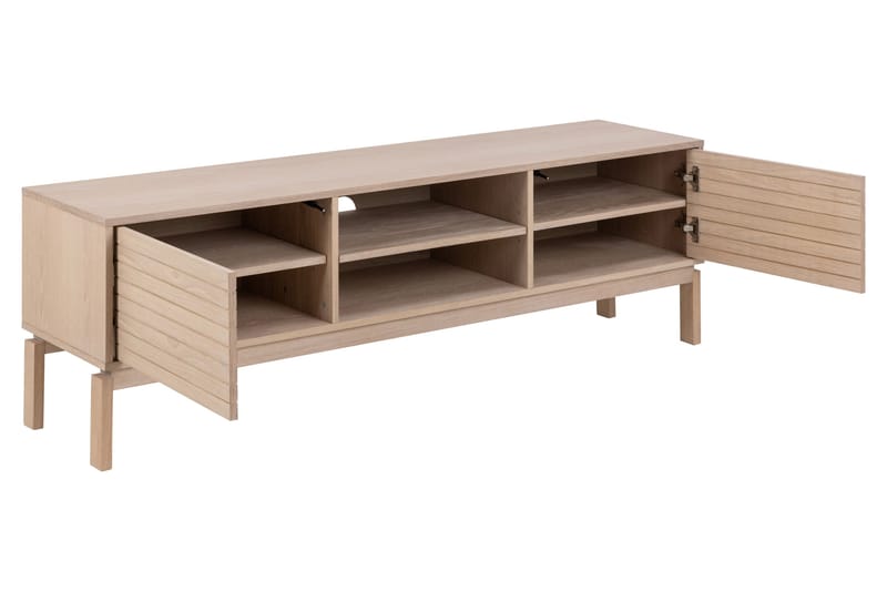 Sakie Golvstående Tv Bänk 160 cm med Förvaring i Ljust Trä - Ljusbeige - Möbler - TV- & Mediamöbler - TV bänk & mediabänk
