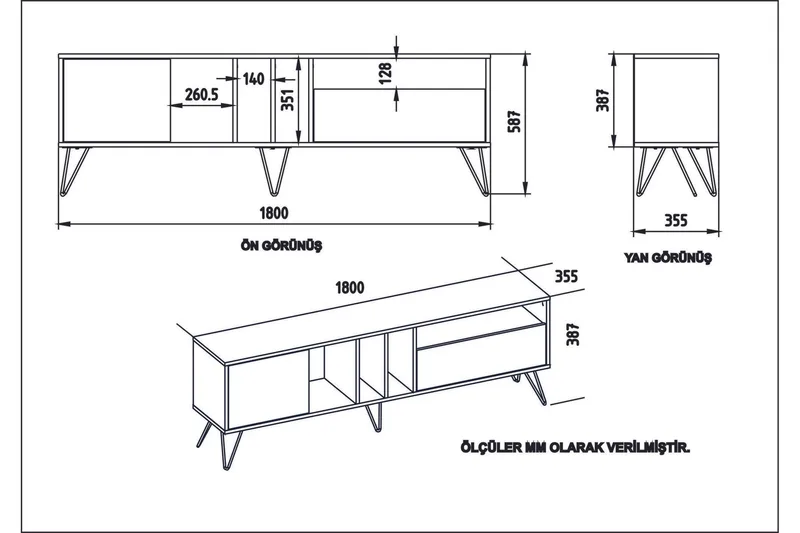 Schwefel TV-Bänk 180 cm - Valnöt|Svart|Vit - Möbler - TV- & Mediamöbler - TV bänk & mediabänk