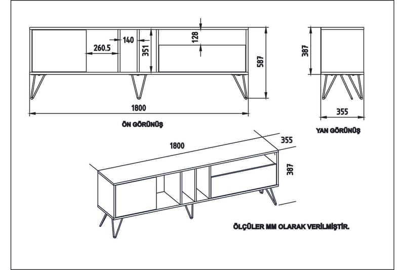 Schwefel TV-Bänk 180 cm - Valnöt|Svart|Vit - Möbler - TV- & Mediamöbler - TV bänk & mediabänk