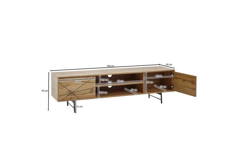 Seddik Tv-bänk 45x160 cm Rektangulär - Brun - Möbler - TV- & Mediamöbler - TV bänk & mediabänk