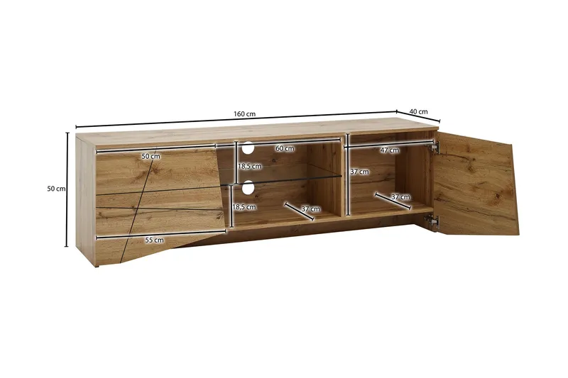 Seddik Tv-bänk 50x160 cm Rektangulär - Brun - Möbler - TV- & Mediamöbler - TV bänk & mediabänk