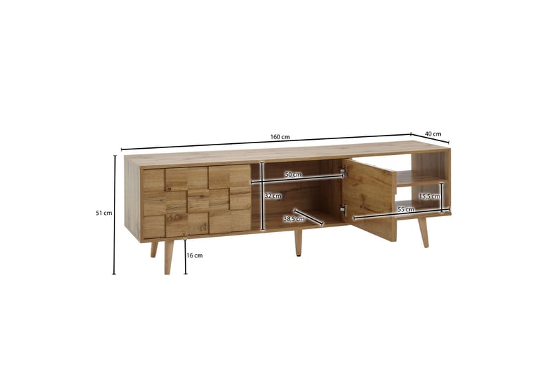 Seddik Tv-bänk 51x160 cm Rektangulär - Brun - Möbler - TV- & Mediamöbler - TV bänk & mediabänk