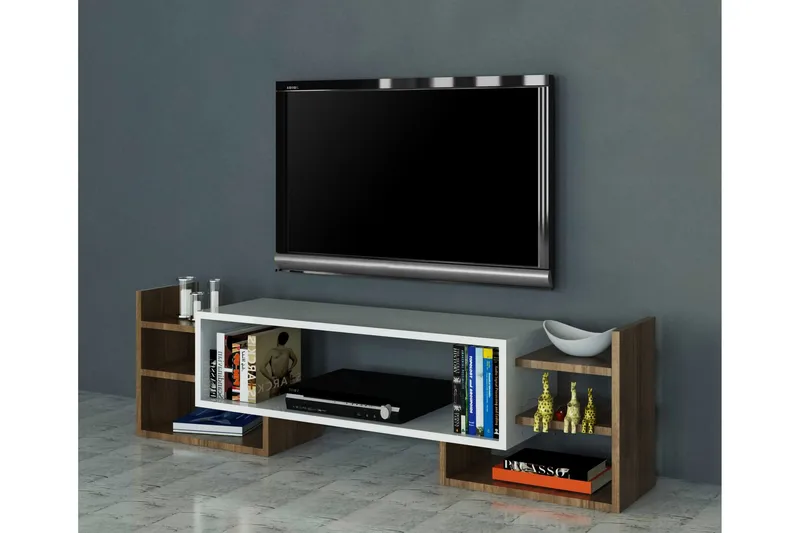 Semoure Tv-bänk 90 cm - Vit/Valnöt - Möbler - TV- & Mediamöbler - TV bänk & mediabänk