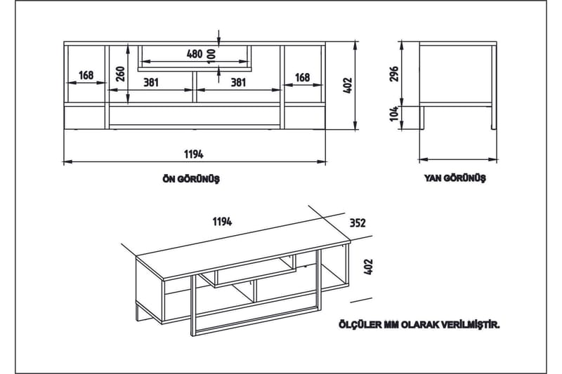 Sholly TV-Bänk 119 cm - Vit|Svart - Möbler - TV- & Mediamöbler - TV bänk & mediabänk