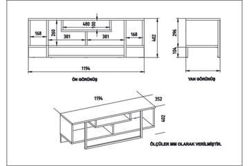 Sholly TV-Bänk 119 cm - Vit/Svart - Möbler - TV- & Mediamöbler - TV bänk & mediabänk
