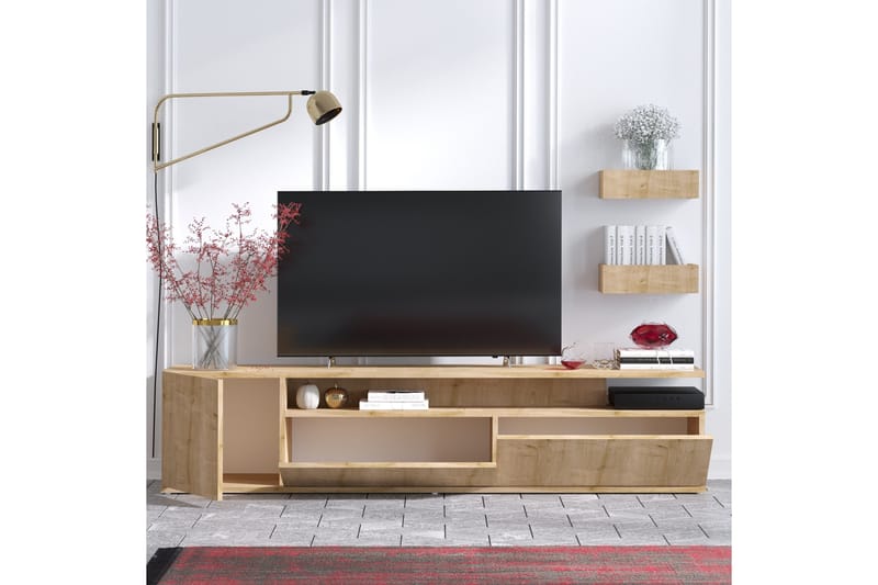 Sinox Golvstående TV Bänk 180 cm med Förvaring i Målat Trä - Ljusbrun - Möbler - TV- & Mediamöbler - TV bänk & mediabänk