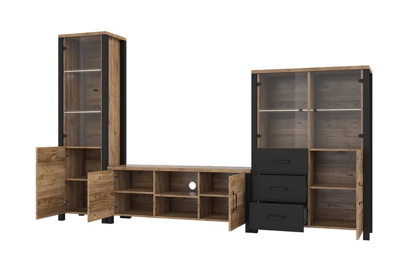 Skarebol TV-bänk 147 cm - Svart/Trä/Natur - Möbler - TV- & Mediamöbler - TV bänk & mediabänk