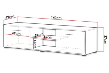 Soho Golvstående TV Bänk 140 cm med Förvaring i Målat Trä - Svart - Möbler - TV- & Mediamöbler - TV bänk & mediabänk