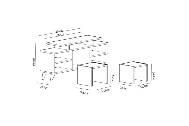 Sqandie Golvstående Tv-bänk 120 cm med Förvaring i Målat Trä - Vit - Möbler - TV- & Mediamöbler - TV bänk & mediabänk