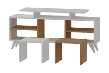Sqandie Rektangulär TV-bänk 120 cm med Förvaring i Ljust Trä - Vit - Möbler - TV- & Mediamöbler - TV bänk & mediabänk