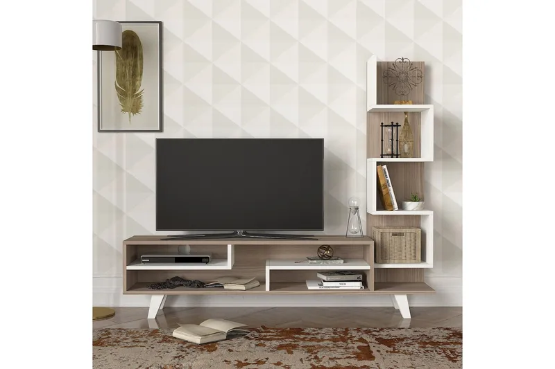 Sqandie Tv-bänk/Bokhylla 149 cm - Vit - Möbler - TV- & Mediamöbler - TV bänk & mediabänk