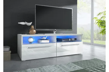 Stockend Golvstående TV Bänk 100 cm med Förvaring i Målat Trä - Vit - Möbler - TV- & Mediamöbler - TV bänk & mediabänk