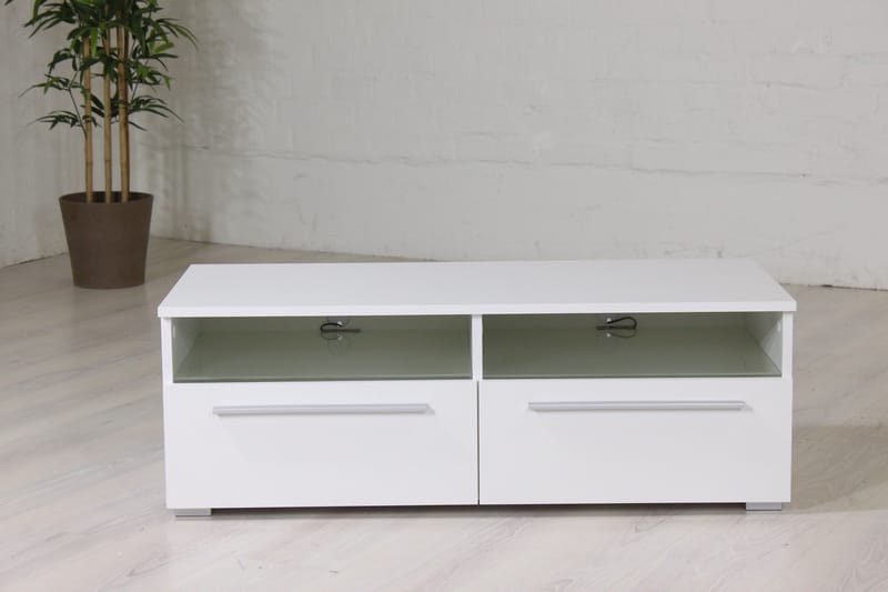 Stockend Golvstående TV Bänk 100 cm med Förvaring i Målat Trä - Vit - Möbler - TV- & Mediamöbler - TV bänk & mediabänk