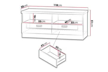 Tadeusz TV-bänk 118x50x50 cm - Brun - Möbler - TV- & Mediamöbler - TV bänk & mediabänk