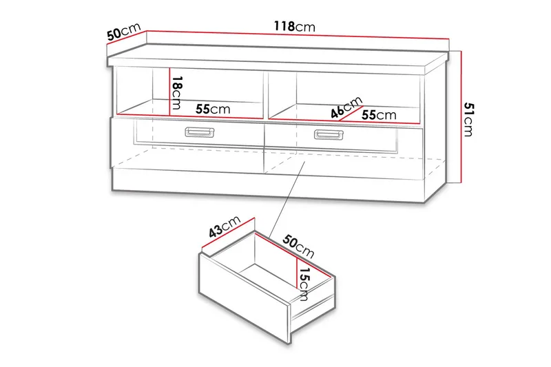 Tadeusz TV-bänk 118x50x50 cm - Brun - Möbler - TV- & Mediamöbler - TV bänk & mediabänk