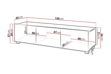 Tessan Golvstående TV Bänk 150 cm med Förvaring i Målat Trä - Svart - Möbler - TV- & Mediamöbler - TV bänk & mediabänk