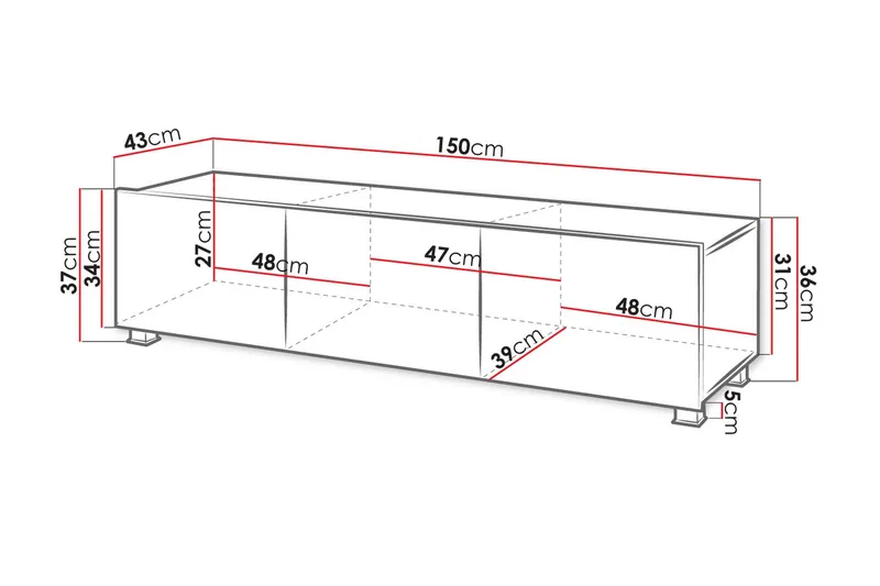 Tessan TV-bänk 150 cm - Svart - Möbler - TV- & Mediamöbler - TV bänk & mediabänk