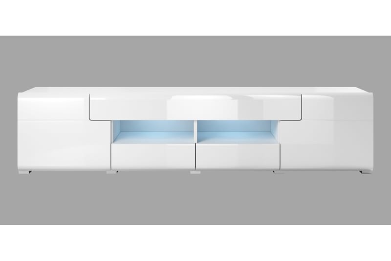 Toreno Golvstående TV Bänk 208 cm med Förvaring i Målat Trä - Vit - Möbler - TV- & Mediamöbler - TV bänk & mediabänk