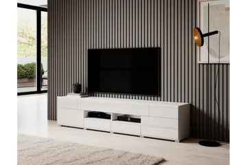 Toreno Golvstående TV Bänk 208 cm med Förvaring i Målat Trä - Vit - Möbler - TV- & Mediamöbler - TV bänk & mediabänk