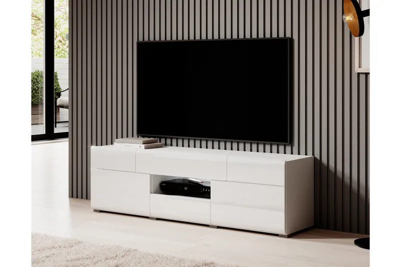 Toreno Tv Bänk 159 cm med Förvaring i Trä - Vit - Möbler - TV- & Mediamöbler - TV bänk & mediabänk