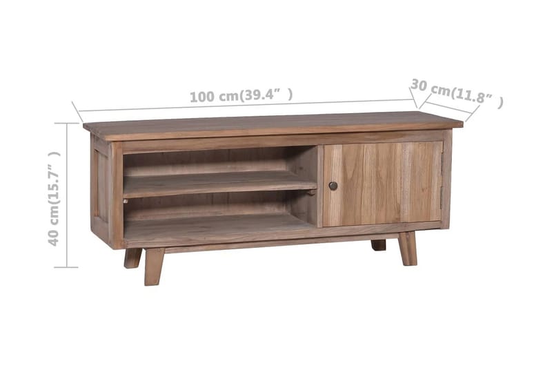TV-bänk 100x30x40 cm massiv teak - Brun - TV bänk & mediabänk