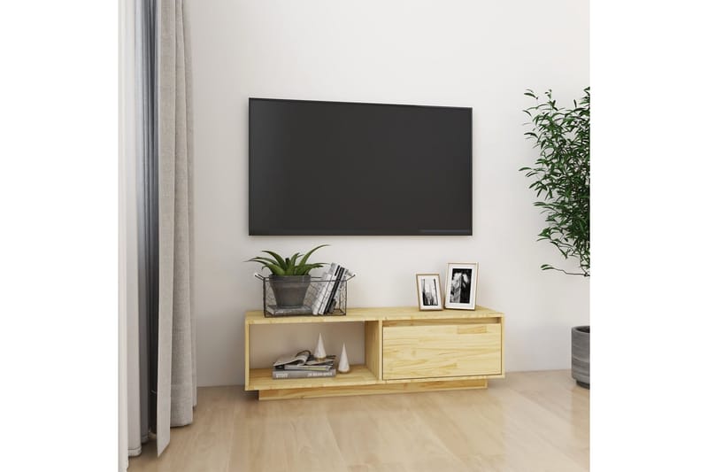 TV-bänk 110x30x33,5 cm massiv furu - Brun - TV bänk & mediabänk