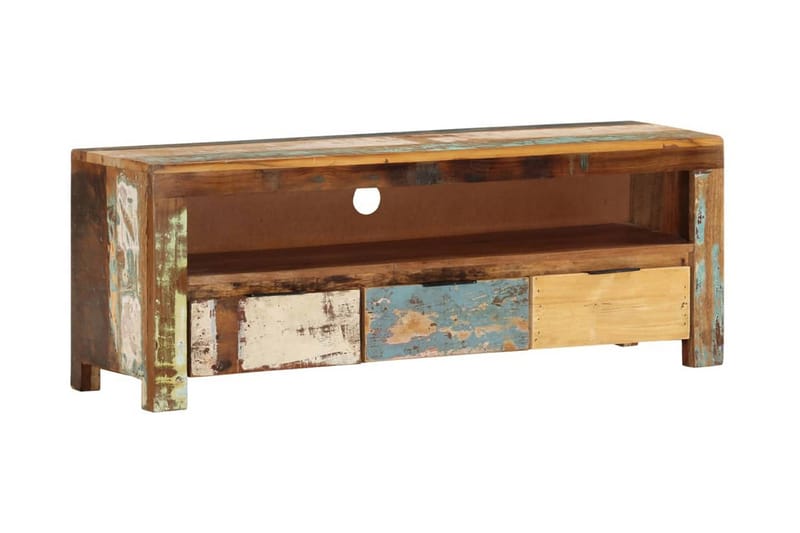 TV-bänk 110x30x40 cm massivt återvunnet trä - Brun - TV bänk & mediabänk