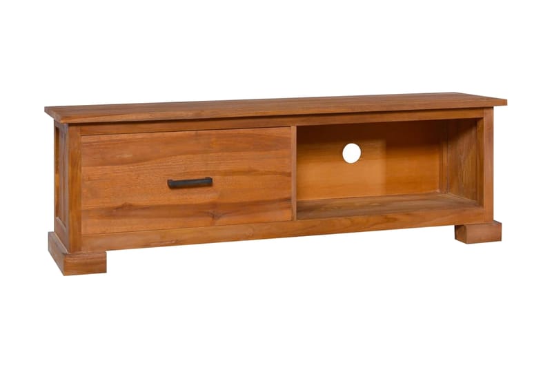 TV-bänk 112x30x37 cm massiv teak - Brun - TV bänk & mediabänk