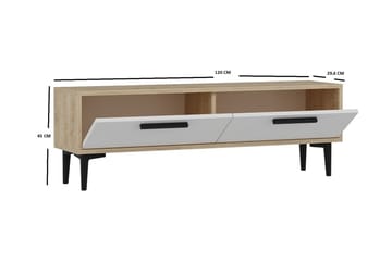 Tv-bänk 120 cm 2 Skåp - Natur/Vit/Svart - Möbler - TV- & Mediamöbler - TV bänk & mediabänk