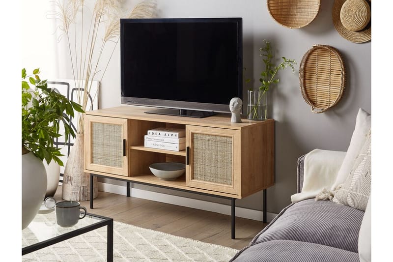 TV-bänk 120 cm rotting ljusbrun PASCO - Trä/natur - Möbler - TV- & Mediamöbler - TV bänk & mediabänk