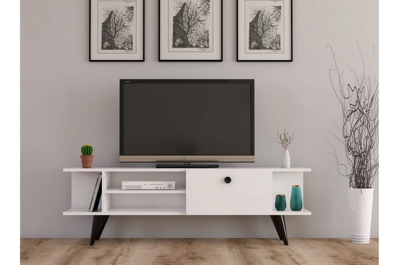 Tv-bänk 120 cm - Vit/Svart - Möbler - TV- & Mediamöbler - TV bänk & mediabänk