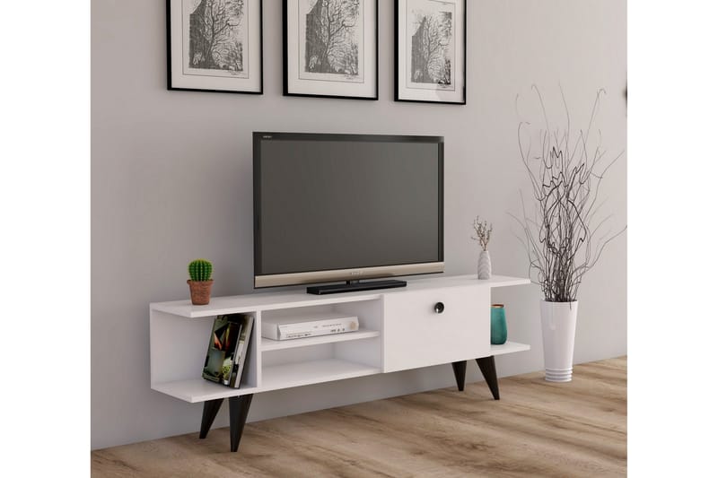 Tv-bänk 120 cm - Vit/Svart - TV bänk & mediabänk