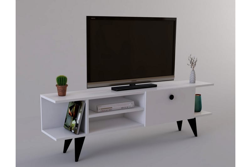 Tv-bänk 120 cm - Vit/Svart - Möbler - TV- & Mediamöbler - TV bänk & mediabänk