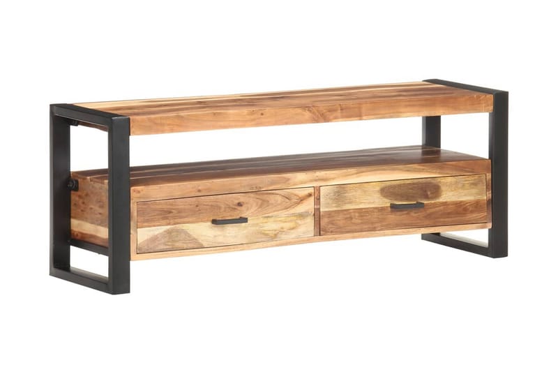 TV-bänk 120x35x45 cm massivt trä med sheshamfinish - Brun - TV bänk & mediabänk