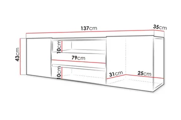 TV-bänk 137 cm LED-belysning - Ek - Möbler - TV- & Mediamöbler - TV bänk & mediabänk