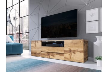 TV-bänk 137 cm LED-belysning - Ek - Möbler - TV- & Mediamöbler - TV bänk & mediabänk