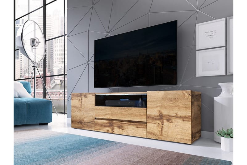 TV-bänk 137 cm LED-belysning - Ek - Möbler - TV- & Mediamöbler - TV bänk & mediabänk