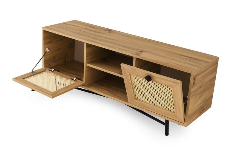 Tv-bänk 140 cm 2 Skåp - Natur/Svart - Möbler - TV- & Mediamöbler - TV bänk & mediabänk