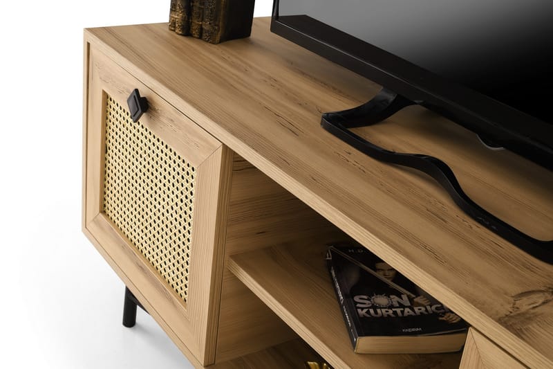 Tv-bänk 140 cm 2 Skåp - Natur/Svart - Möbler - TV- & Mediamöbler - TV bänk & mediabänk