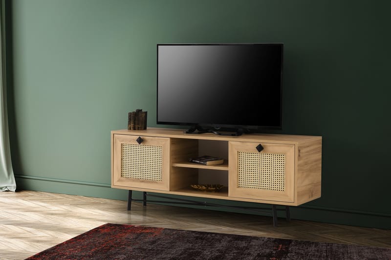 Tv-bänk 140 cm 2 Skåp - Natur/Svart - Möbler - TV- & Mediamöbler - TV bänk & mediabänk