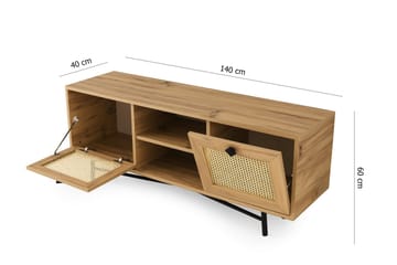 Tv-bänk 140 cm 2 Skåp - Natur/Svart - Möbler - TV- & Mediamöbler - TV bänk & mediabänk