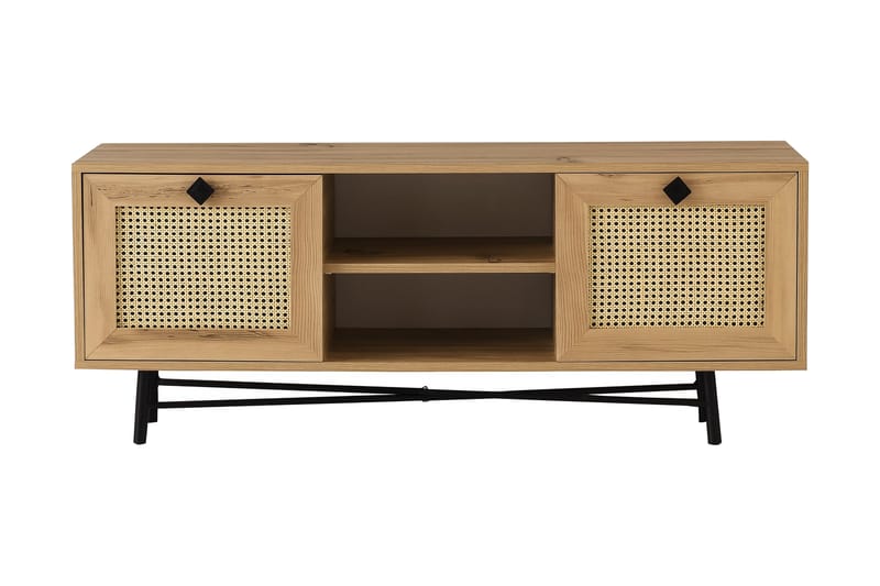 Tv-bänk 140 cm 2 Skåp - Natur/Svart - Möbler - TV- & Mediamöbler - TV bänk & mediabänk