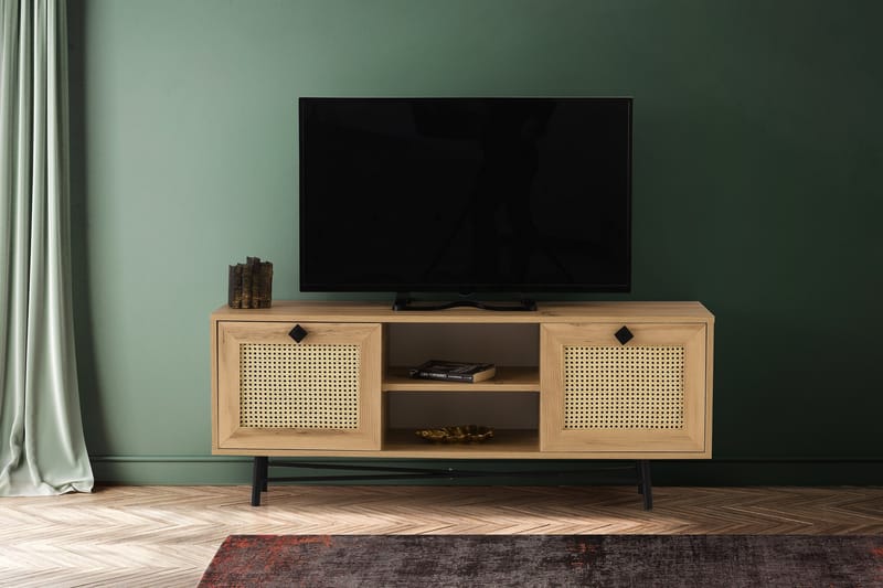 Tv-bänk 140 cm 2 Skåp - Natur/Svart - Möbler - TV- & Mediamöbler - TV bänk & mediabänk