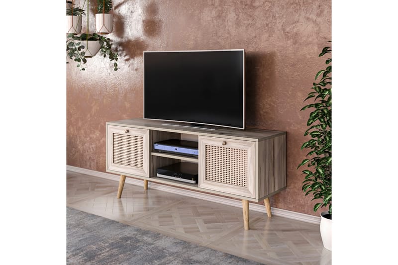Tv-bänk 140 cm 2 Skåp - Sand/Natur - Möbler - TV- & Mediamöbler - TV bänk & mediabänk